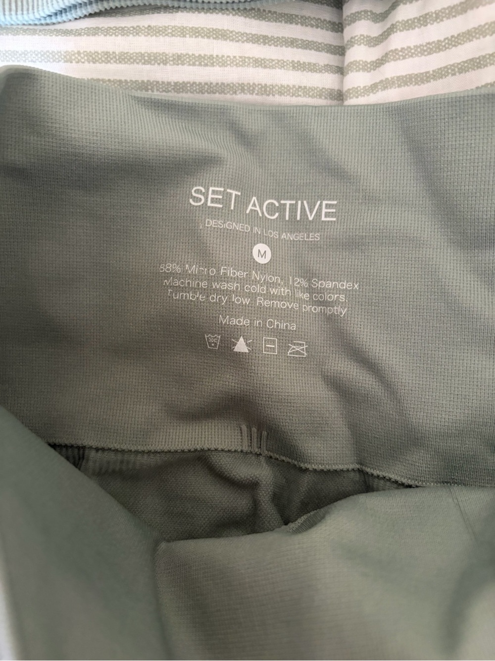 SET Active One-Shoulder Ribbed Sports Bra & High-Waist Leggings - Sage - Picture 4 of 5